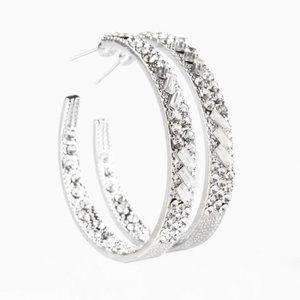 GLITZY By Association White Hoop Earrings